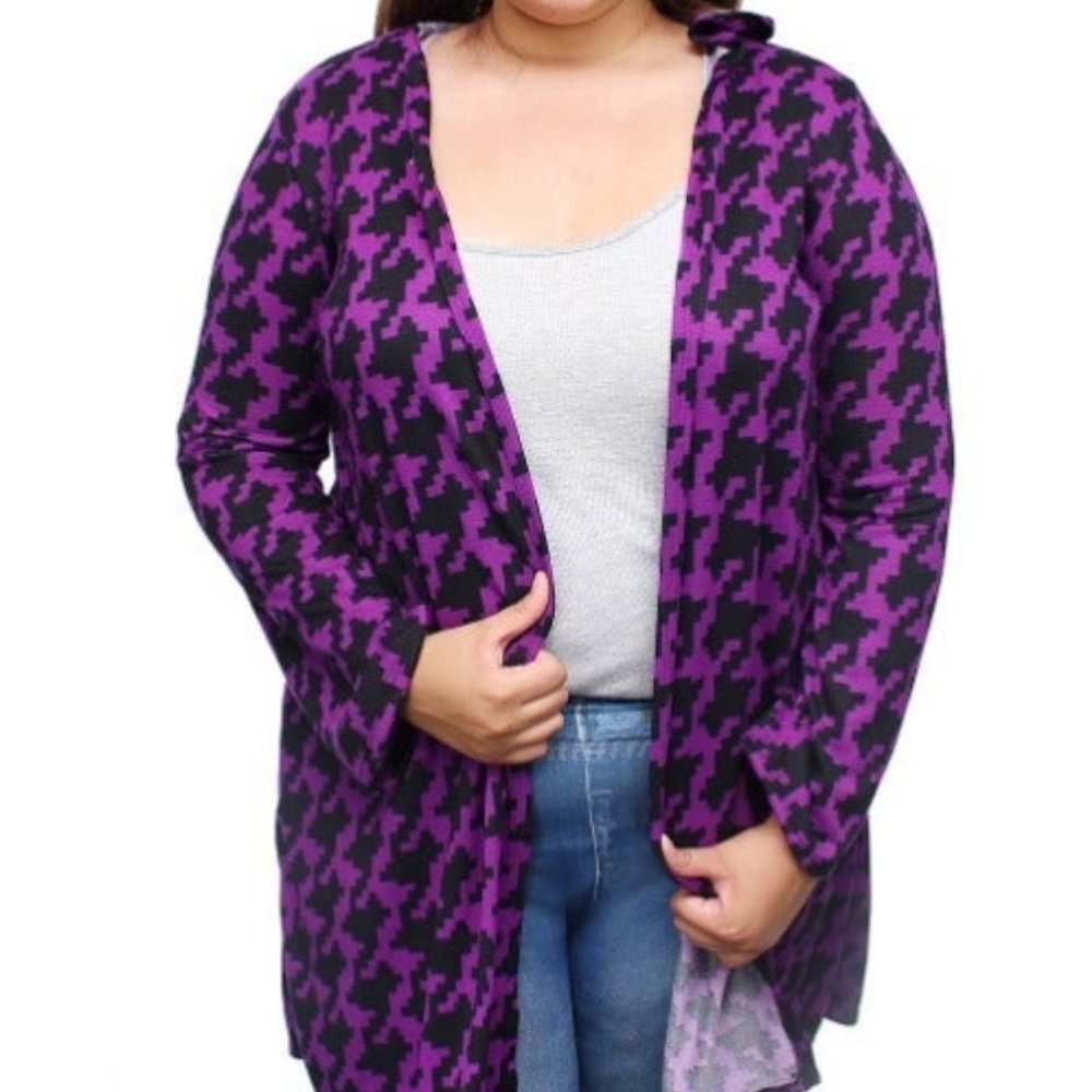 Purple & Black Hooded Soft Cardigan